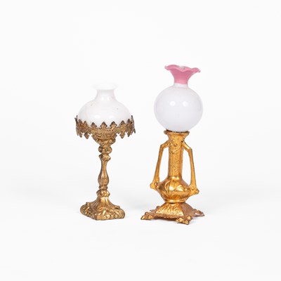 Lot 543 - Two Erhard dolls' house table lamps