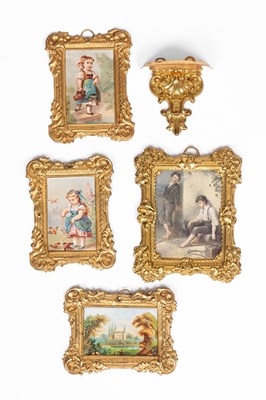 Lot 560 - Four Erhard dolls’ house pictures and an Erhard wall bracket