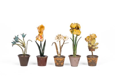 Lot 575 - Five Austrian bronze dolls' house flowerpots