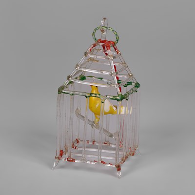 Lot 584 - A dolls' house miniature glass birdcage