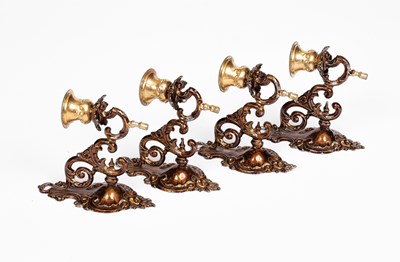 Lot 610 - A rare set of four Gerlach soft metal dolls' house wall sconces