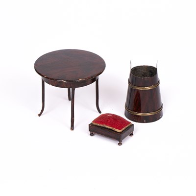 Lot 630 - A Rock and Graner dolls' house footstool and a round table