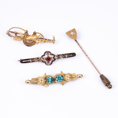 Lot 130 - An Edwardian 15ct gold stock pin
