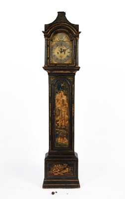 Lot 846 - An eight-day blue japanned longcase clock