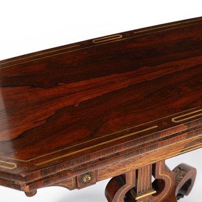 Lot 923 - A suite of Regency rosewood and brass inlaid furniture