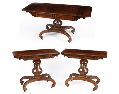 Lot 923 - A suite of Regency rosewood and brass inlaid furniture