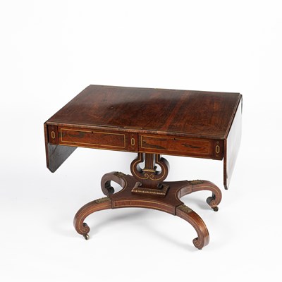 Lot 923 - A suite of Regency rosewood and brass inlaid furniture