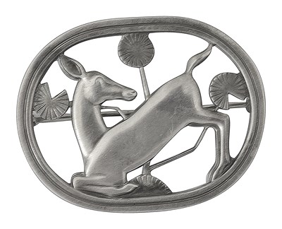 Lot 151 - Arlo Malinowski for Georg Jensen - A silver kneeling fawn brooch