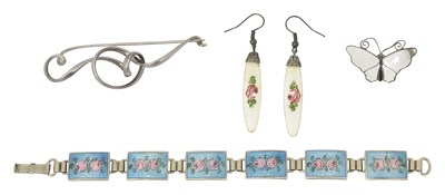 Lot 156 - A group of Scandinavian silver and enamel jewellery