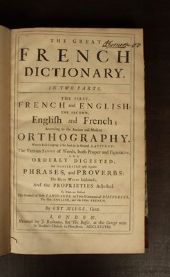 Lot 467 - Miege (Guy) The Great French Dictionary