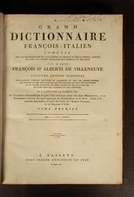 Lot 471 - [Italian Dictionary] Grand Dictionnaire François-Italien