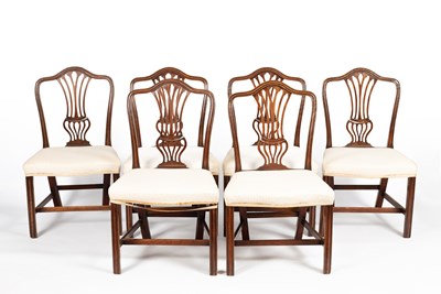 Lot 726 - A set of six Hepplewhite style dining chairs