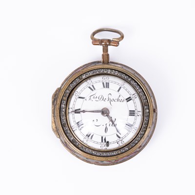 Lot 147 - A gilt metal and enamel pair cased verge watch