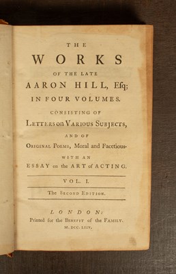Lot 498 - Hill (Aaron) The Works of the late Aaron Hill, Esq