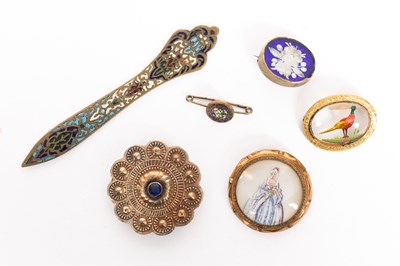 Lot 697 - An early 20th Century French bronze and enamel letter opener