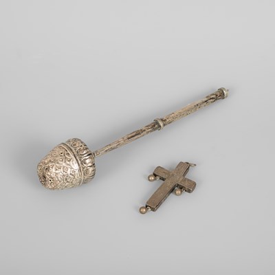 Lot 51 - A white metal Holy water sprinkler