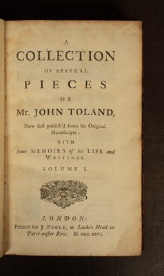 Lot 516 - Toland (John) and [des Maizeaux (Pierre)] A Collection of Several Pieces of Mr John Toland