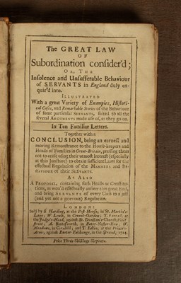 Lot 520 - [Defoe (Daniel)] The Great Law of Subordination Consider'd