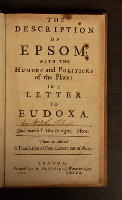 Lot 527 - [Toland (John)] The Description of Epsom