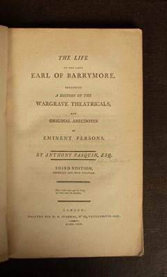 Lot 531 - Pasquin (Anthony) The Life of the Earl of Barrymore