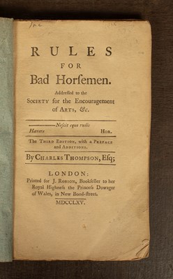 Lot 536 - Thompson (Charles) Rules for Bad Horsemen