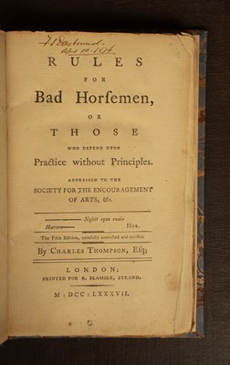 Lot 548 - Thompson (Charles) Rules for Bad Horsemen