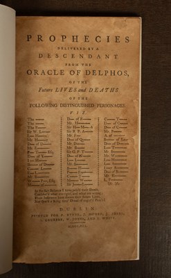 Lot 511 - [Anon] Prophecies Delivered by a Descendant from the Oracle of Delphos