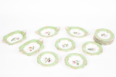 Lot 861 - An English green ground dessert service