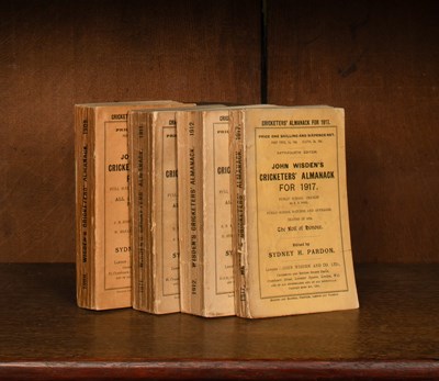 Lot 159 - John Wisden's Cricketers' Almanack, 1909, 1911, 1912, 1917