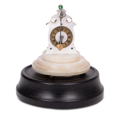Lot 654 - A miniature Austrian mother-of-pearl Zapper timepiece