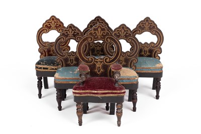 Lot 607 - A set of four Walterhausen dolls' house chairs