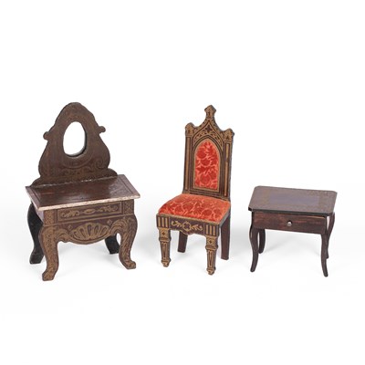 Lot 608 - A Walterhausen dolls' house sewing table and a dressing table