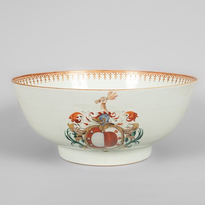 Lot 257 - A Chinese famille rose armorial punch bowl