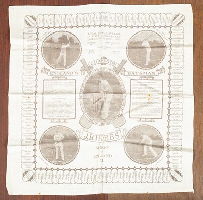 Lot 127 - A cotton handkerchief commemorating ‘England’s Champion Batsman’ Sir John Berry ‘Jack’ Hobbs