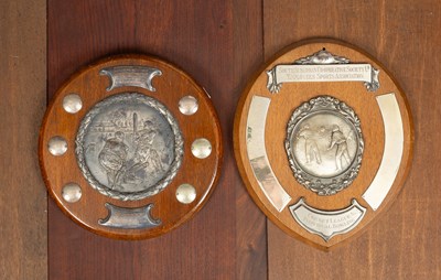 Lot 131 - Two silver plate mounted oak cricket trophy plaques