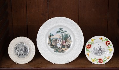 Lot 182 - Three Staffordshire transfer-printed nursery plates