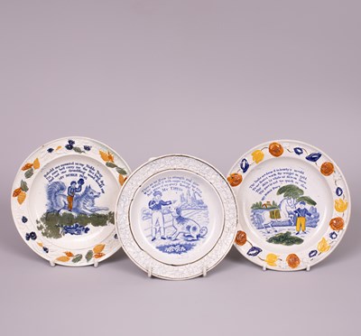 Lot 675 - Three early 19th Century blue printed nursery plates