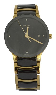 Lot 680 - A Rado Centrix gold plated and ceramic wristwatch