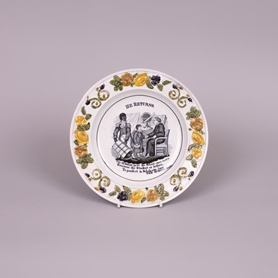 Lot 680 - An R&J Clews pearlware nursery plate