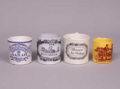 Lot 685 - Four English 19th Century earthenware named children's mugs