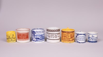 Lot 687 - Seven 19th Century earthenware children's mugs