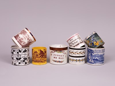 Lot 688 - Eight 19th Century earthenware children's mugs