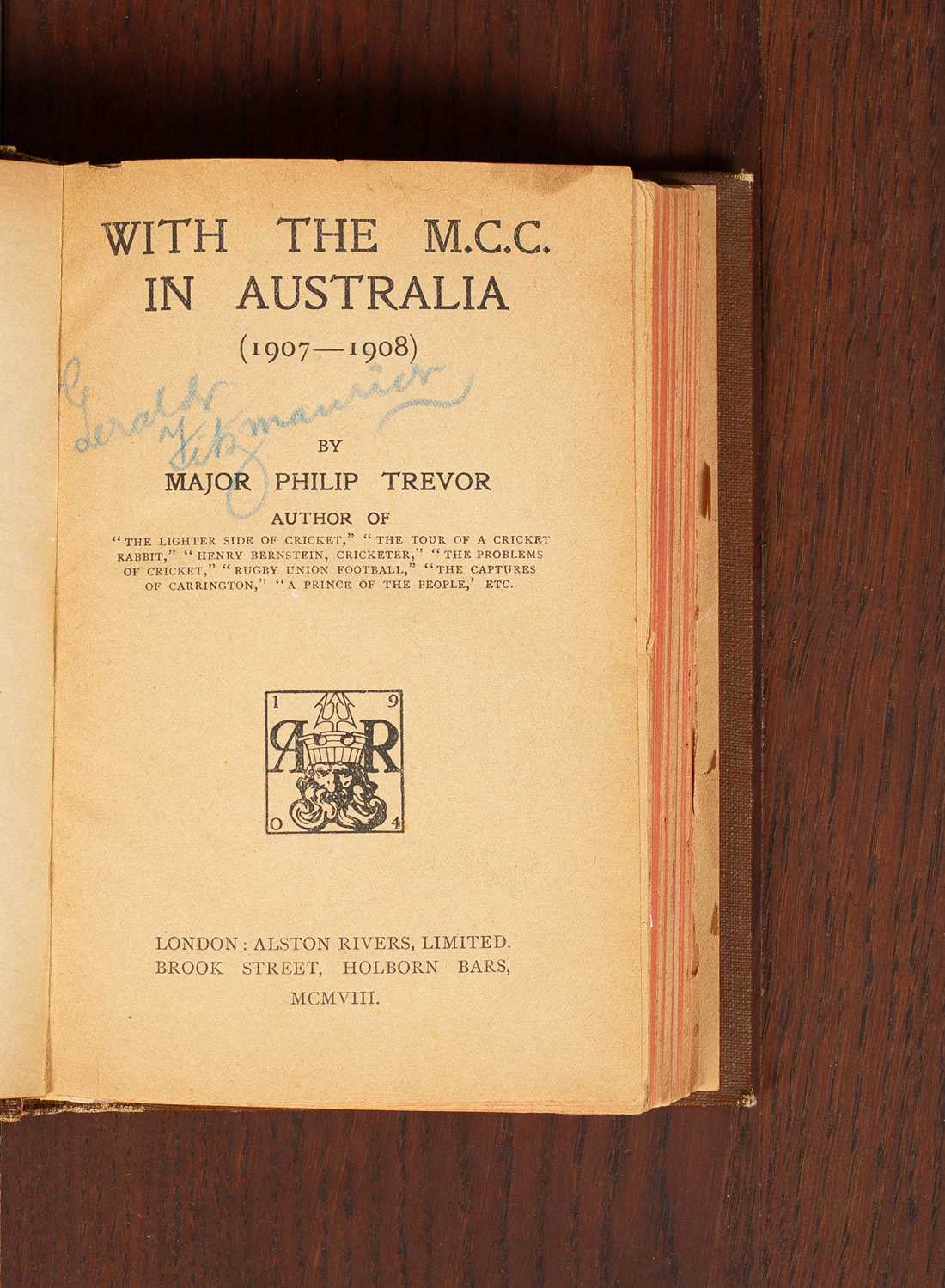 Lot 4 - Trevor (Philip Christian William) With the M.C.C. in Australia (1907-1908)