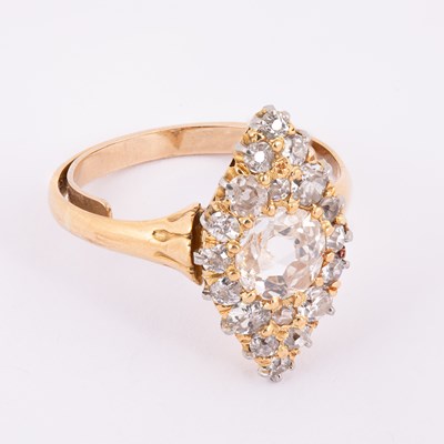Lot 93 - A late 19th/early 20th Century diamond set navette ring
