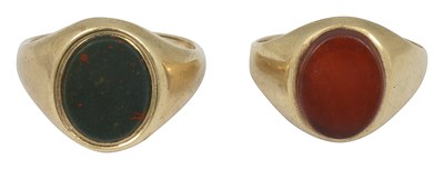 Lot 636 - Two yellow metal signet rings