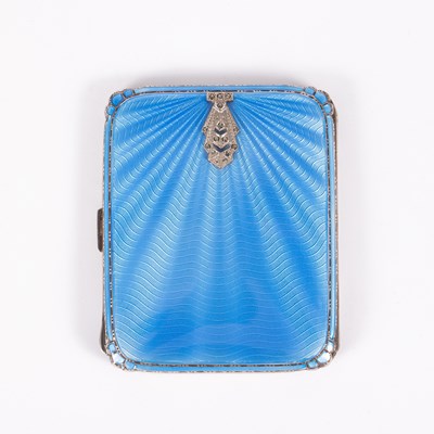 Lot 124 - An Art Deco silver and blue enamel ladies cigarette case