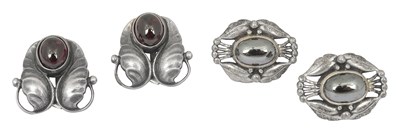 Lot 157 - Georg Jensen - Two pairs of silver earrings