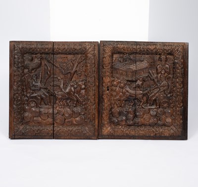 Lot 934 - A pair of 18th Century carved oak panels