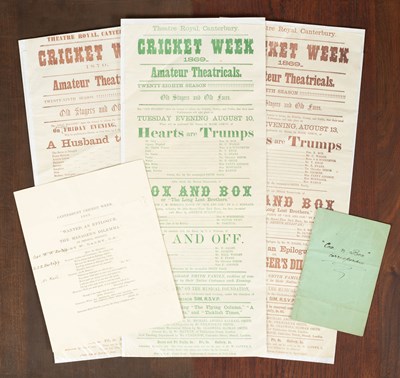 Lot 122 - [Canterbury Cricket Week] Three Playbills, an Epilogue and a Booklet