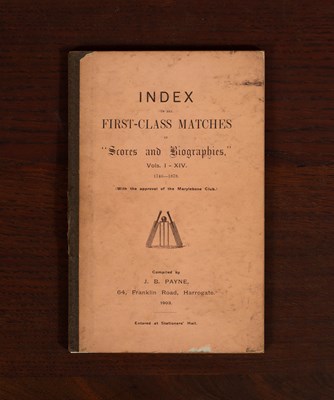 Lot 103 - Payne (John Bertram) Index to all First-Class Matches